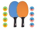 JOOLA Tischtennis-Set COLORATO Bestehend aus 2 Tischtennisschläger + 8 Bunte Tischtennisbälle, Einheitsgröße