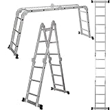 ALDORR 4x3 Klappleiter aus hochwertigem Aluminium | Mehrzweckleiter | Belastbarkeit bis zu 150kg | Sicher und zuverlässig (EN131)