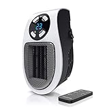 CSL - Steckdosen Heizlüfter mit Fernbedienung - Mini Keramik Heizung mit Thermostat - Lüfter 500W - Temperaturregelung Timer Überhitzungsschutz - Steckdosen-Heizlüfter - Badezimmer Schlafzimmer