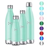 HOMPO Trinkflasche Edelstahl Vakuum Isolierte Wasserflasche 17oz/500ml, Bpa Frei Thermosflasche, Auslaufsicher Isolierflasche für Kinder, Schule, Sport, Fahrrad, Fitness, Gym, Outdoor(Smaragd)