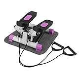 ALTERDJ Ultrasport Up-Down Stepper Fitness Mini Stepper Heimtrainer mit verstellbarem Widerstand LCD Anzeige Trainingsgürtel und Matte (Rosa)