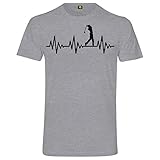 Herzschlag Golf T-Shirt | EKG | Golfspiel | Golfsport | Golfplatz | Ball | Rasen Grau Meliert M