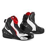 SHIMA SX-6 Vented, Sport Leder Motorradschuhe Motorradstiefel Motorrad Stiefel für Herren Rot Weiß (40-46, Rot Weiß), Größe 42