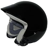 MAX RACING Protectwear Jethelm, Motorradhelm ohne Visier, Schwarz Glanz, S
