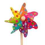 CIM Windspiel - Moulin 14 - UV-beständig und wetterfest - Windrad: Ø14cm, Standhöhe: 32cm - fertig aufgebaut inkl. Standstab (Colourdots)