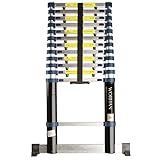 WORHAN® 3.8m TELESKOPLEITER ALULEITER ANLEGELEITER ALULEITER ALU TELESKOP LEITER MULTIFUNKTIONS LEITER 380cm 1K3.8A
