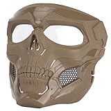 Sensong Paintball Maske mit Schutzbrille Masken Taktische Skull Schutzmaske fur Airsoft Softair Halloween CS Partyspiel Jagd Cosplay Bräunen