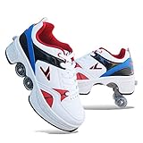 Tengda Rollschuhe Verstellbar Kinder Inline-Skate, 2-in-1-mehrzweckschuhe, Verstellbare Quad-rollschuh-Stiefel,B-40