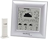 Technoline WD 9000 Wetterdirekt - Wetterstation mit Sturmwarnung, Innen- und Außentemperautanzeige, zuverlässige Wettervorhersage für 5 Tage, silber, 2,1 x 12,9 x 3,8 cm