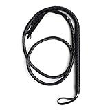 EXCEART 1 9 Mt Leder Bullwhip Schwere Reitpeitsche Kuh Peitsche für Party Cosplay Paar Spielzeug (Schwarz)