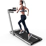 Laufband, faltbares Elektro-Laufband 2 in 1, 1400 W Motor, 1-15 km/h mit 2 Sportmodi, Doppelanzeige und Touchscreen/Fernbedienung, integriertes Bluetooth, ideal für zu Hause und im Büro (Silver)