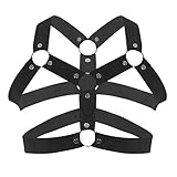 iixpin Herren Brust Harness aus Nylon Riemen Harness Männer Bondagekleidung Clubwear Schwarz One Size