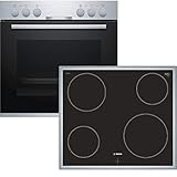 Bosch HND210CS61 Herd-Kochfeld-Kombination (Einbau) / A / 59,4 cm / Edelstahl / Klapptür / Versenkknebel / GranitEmail / Elektrokochfeld (herdgesteuert) / 4 HighSpeed Kochzonen / Umlaufender Rahmen