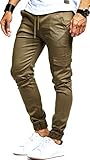 Leif Nelson Herren Jogger Chino Cargo Jeans Hose Freitzeithose LN8071; Größe XL; Khaki
