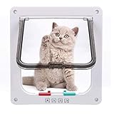 Sailnovo Katzenklappe 4-Way Magnetic Lock hundeklappe Haustiertüre Cat Flap große， 23.5*25*5.5cm Dog Cat Pet Door Flap Easy Install with Telescopic Frame with Heavy Duty Quiet Magnetic Frame, L weiß