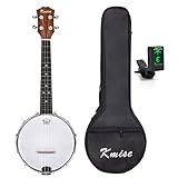 Kmise UV10406BL Banjo-Ukulele mit 4 Saiten, Banjo-Ukulele, Uke, Konzert, 58,6 cm, Sapele mit Taschenstimmgerät