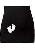 Coole-Fun-T-Shirts Baby Füßchen Bauchband Umstandsmode für Schwangere süsse Babyfüsse Schwarz, S/M