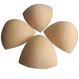 TopBine BH Cups Bikinis Pad Bra Einlagen Push- up zum einnähen, Herausnehmbaren Sport BH, Dreieckige Form (2pairs D/E beige)