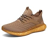 tqgold® Herren Damen Sportschuhe Laufschuhe Atmungsaktiv Sneaker Leichte Trainers Schuhe Gelb 42EU