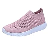 MRULIC Damen Laufschuhe Outdoor Mesh Lässige Sportschuhe Atmungsaktive Schuhe Turnschuhe Sneakers Leichte Gestrickte Schuhe Racer Fitnessschuhe (Rosa,EU-38/CN-39)