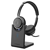 Avantree Alto Clair Bluetooth 5.0 Kopfhörer mit Abnehmbaren Mikro & Ladeständer, aptX HD Kabelloses Headset für PC Computer, Low Latency, Herausragender Sound für Musik, Skype, Anrufe, TV, Handys