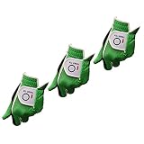 FINGER TEN Golfhandschuh Herren Linke Hand 3 Stück (Not Paar) Passen Rechtshänder Golfer Allwetter Mikrofaser Rain Grip Golf Handschuh Links Grau Schwarz Weicher Komfort Passform (Grün-M/L Left)