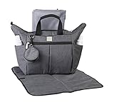 Ergobaby Baby Wickeltasche Grau Multifunktional Wasserabweisend inkl. Wickelunterlage für Unterwegs Abwaschbar