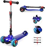 TX Roller Kinder Scooter | Kinderroller | Kinderscooter | Scooter Kinder mit 3 PU LED Leuchtenden Räder,Höhenverstellbar und faltbarem Lenker Kinder Roller für ab 2-12 Jahre Jungen und Mädche-Blau