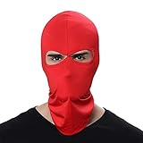 FENTI Multifunktionen Gesichtsmaske aus Lycra 2 Loecher Sport Balaclava Einfarbige Maske Warm Fahrrad Ski Snowboard Rot