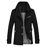 Allthemen Trenchcoat Herren Jacke Herbst Jacken Slim Fit Übergangsjacke Kurzmantel Winter Mäntel onhe Kapuze