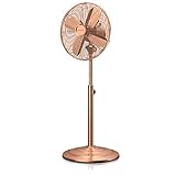 Brandson - Standventilator mit Oszillation 80° - mobiler Lüfter - höhenverstellbarer Standfuß - 3 Geschwindigkeiten - 30° neigbar - Ventilator Standlüfter - GS-zertifiziert - Modell 2021 Kupfer Stil