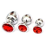 Cansenty 3 Stück Kristall Amal Plug mit Schmuck Spielzeug rot