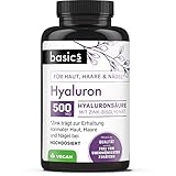 basics Hyaluronsäure Kapseln - hochdosiert 500mg plus Zink - Vegan (30 Kapseln)