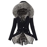 JURTEE Damen Winterjacke,Wintermantel Lange Daunenjacke Jacke Outwear Winter Warm Trenchcoat mit Abnehmbarer Pelzkragen Parka Outwear Mäntel