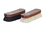 Langer & Messmer 2er-Set Schuhbürsten aus Rosshaar zum Polieren Ihrer Schuhe - Die Polierbürste für die professionelle Schuhpflege (hell/dunkel)