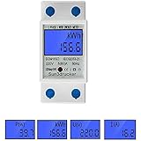 LCD Digitale Stromzähler Wechselstromzähler Hutschiene KWh Zähler 5(80) A 1-phasiger 2-poliger 2P-DIN-Schienen-Stromzähler