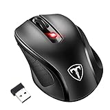 VICTSING Mini Maus kabellos Wireless Mouse, 2.4G Funkmaus, 2400 DPI 6 Tasten Optische Mäuse mit USB Nano Empfänger Für PC Laptop iMac Macbook Microsoft Pro, Office Home,Schwarz
