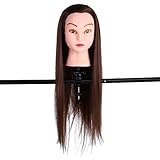 Cocoarm Puppenkopf Friseurkopf Übungskopf 26 Zoll langes 30% Echthaar Frisierkopf Trainingsköpfe für Friseure Mannequin Kopf mit Halter für Friseursalon