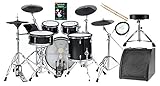 XDrum DD-670 Mesh E-Drum Kit - elektronisches Schlagzeug mit echter HiHat - Pads aus Holz mit Mesh Heads - 720 Sounds - inklusive Hardware, Hocker, Monitor, Kabel und Sticks - Black Sparkle