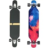 FunTomia Longboard Skateboard Drop Through Cruiser Komplettboard mit Mach1 High Speed Kugellager T-Tool mit und ohne LED Rollen Flex 1 - Ahornholz