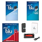 Myblu Megaset mit E-Zigarette Farbe Rot + 2 x Podpack Aroma Blue Ice und Coconut Breeze + Travel Case mit 3.000 mAh - Ohne Nikotin