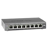 NETGEAR GS108E Switch 8 Port Gigabit Ethernet LAN Switch Plus (Managed Netzwerk Switch mit IGMP, QoS, VLAN, lüfterloses Metallgehäuse, ProSAFE Lifetime-Garantie)