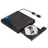 SALCAR Externes CD/DVD Laufwerk USB 3.0 mit Type-C Tragabar Brenner Player Plug&Play, Dreidimensionale Oberfläche, Kompatibel mit Win10 /8/7/10/XP and Linux, Laptop, Desktop, Mac/MacBook Air/Pro/iMac