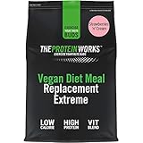 THE PROTEIN WORKS Veganer Diät Mahlzeitenersatz Extreme | 100% pflanzlich, erschwinglich, gesund, schnell, Mahlzeitersatz-Shake | Erdbeer-Sahne, 2000 g