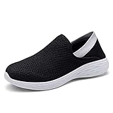 PAMRAY Sneaker Running Slip on Turnschuhe Damen Herren Halbschuh Mesh Fahrende Loafer Sport Leichte Slipper Fitness Schwarz 38