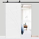 EBTOOLS Schiebetürbeschlag, 6.6FT/200CM Schiebeholztür Schiebetürsystem Edelstahl Hängeschiene Laufschienen für Glasschiebetür Schiebetür Scheunentor, Schwarz