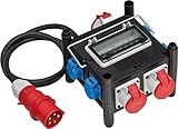 Brennenstuhl Kompakter Gummi-Stromverteiler / Gummiverteiler (2m Kabel, 2xCEE 400V/16A, 1x CEE 400V/32A, 4x 230V/16A, Baustelleneinsatz und ständigen Einsatz im Freien, Made in Germany)