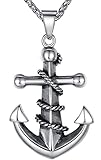 Aoiy Herren-Halskette mit Anhänger, extra groß, Seil Anker, Edelstahl, 61cm Kette, aap037