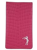 Mercia Golf Damen-Notizbuchhalter aus Krokodilleder, Pink / Lila / Hellblau