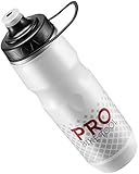 PRO BIKE TOOL Isolierte Fahrrad-Trinkflasche 680 ml, Bonus Sport-Trageschlaufe - zum Radfahren & Fitness - hält Getränke länger kalt, weiches Silikon-Mundstück - BPA-frei (Weiss)